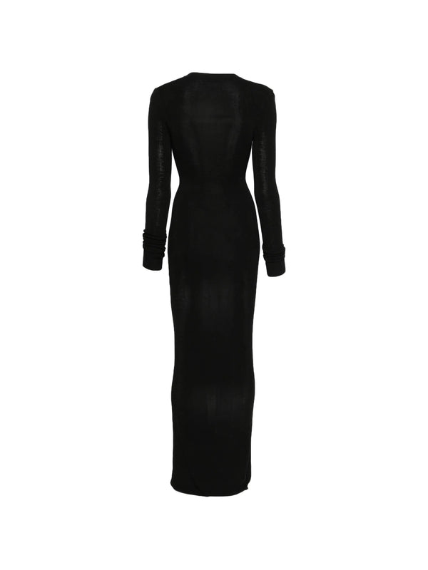 Abito midi a maniche lunghe con scollo a V