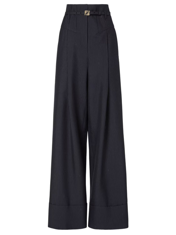 Pantaloni in lana gessata