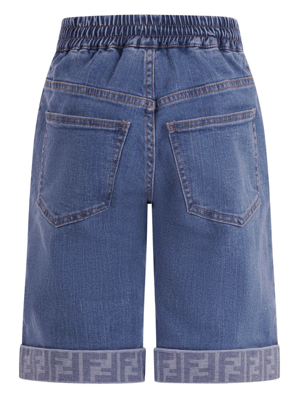 Bermuda in denim con logo