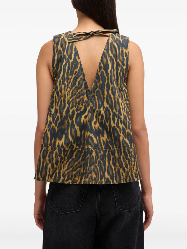 Leopard cotton a-line top