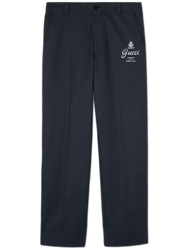 Cotton twill trousers with print