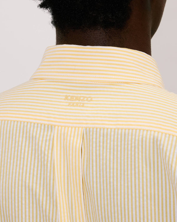 Camicia casual in cotone seersucker con ricamo 'Boke Flower'