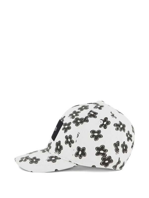 Floral-print logo-patch baseball cap