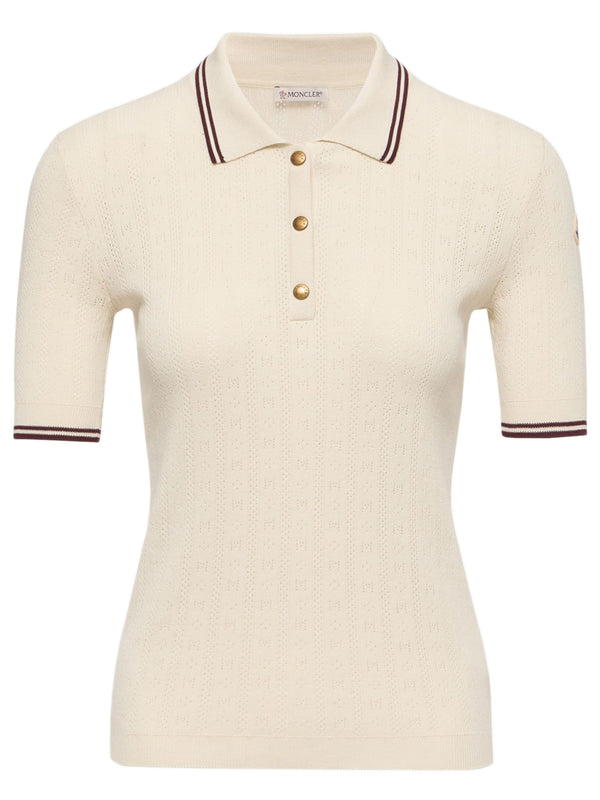 Rhombus & Logo Pattern Cotton Polo Shirt