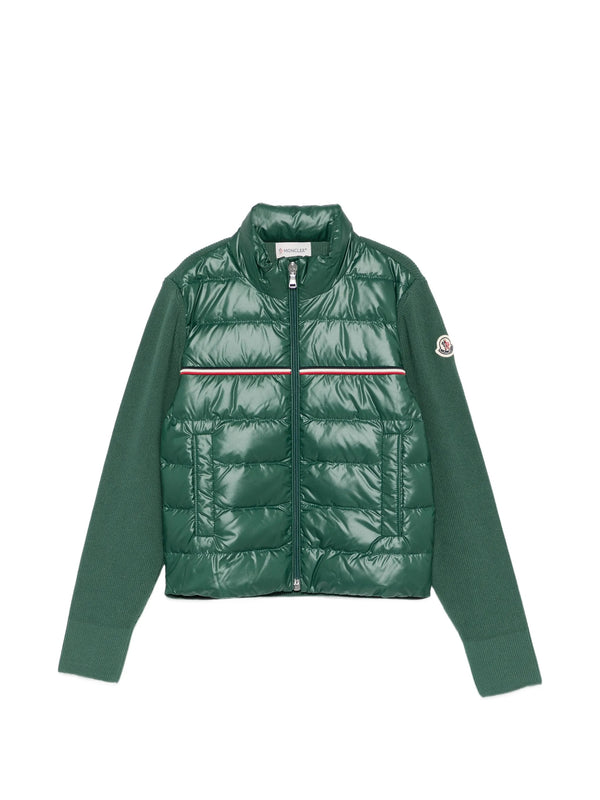 Tricolor padded cotton cardigan with zip