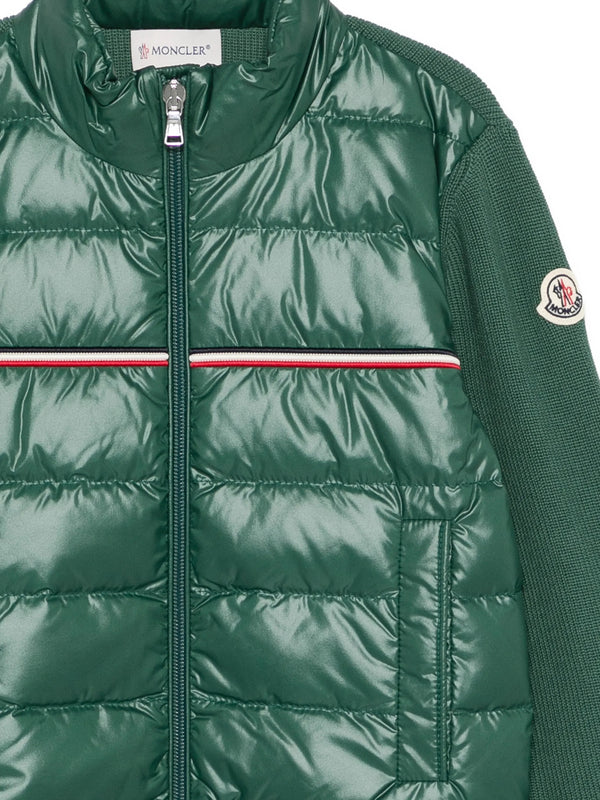 Tricolor padded cotton cardigan with zip