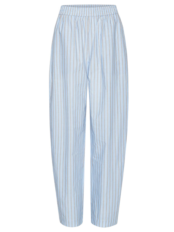 Striped-pattern tapered trousers