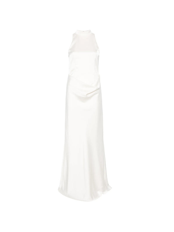 Long satin dress with train