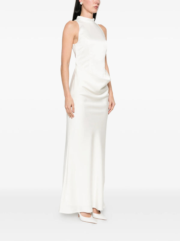 Long satin dress with train