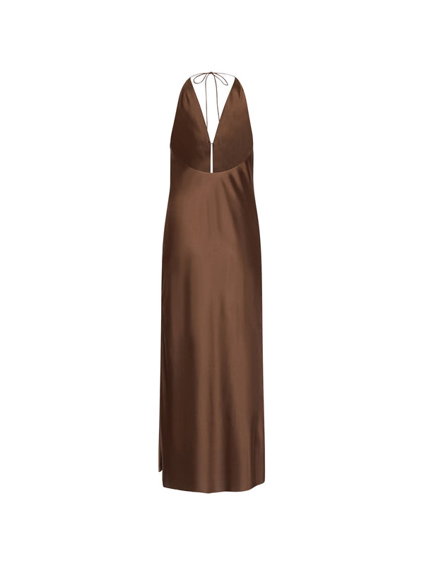 Abito in chiffon con scollo all'americana