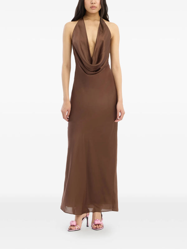 Abito in chiffon con scollo all'americana