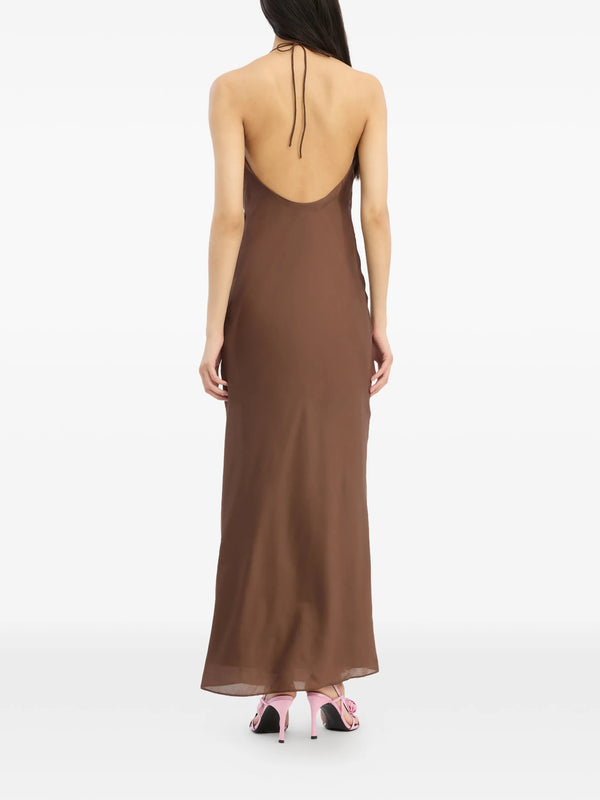 Abito in chiffon con scollo all'americana