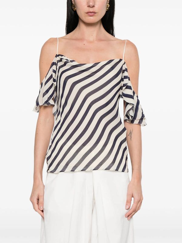 Top in georgette a righe