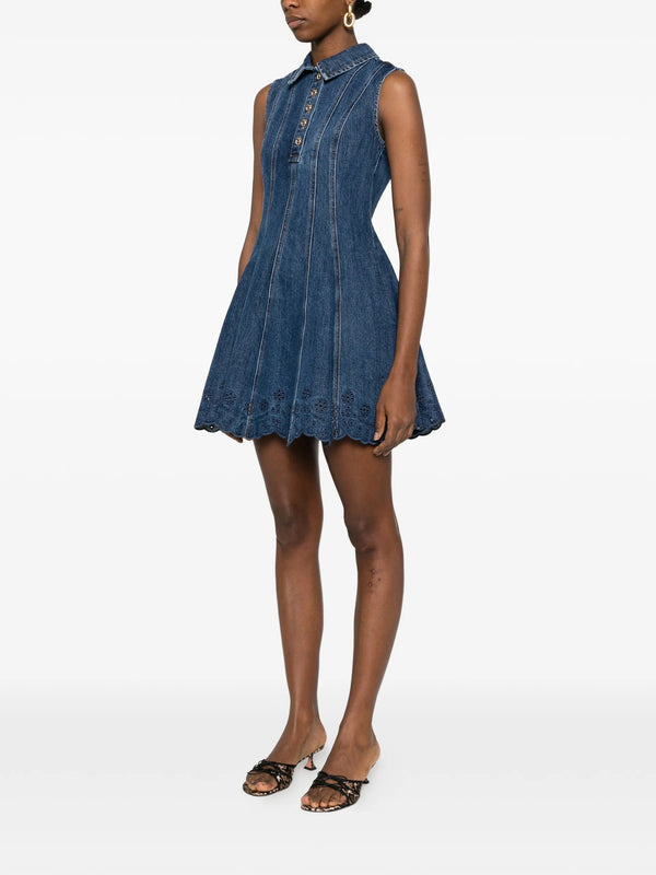 Mini abito in denim con ricamo