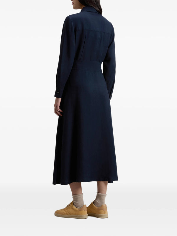 Vestito chemisier in misto lino con cintura