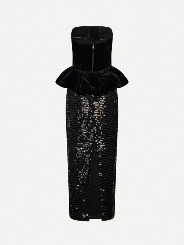 Sequins Maxi Peplum Dress