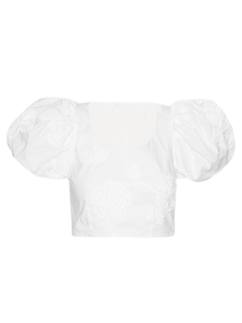 Puff sleeve cotton top