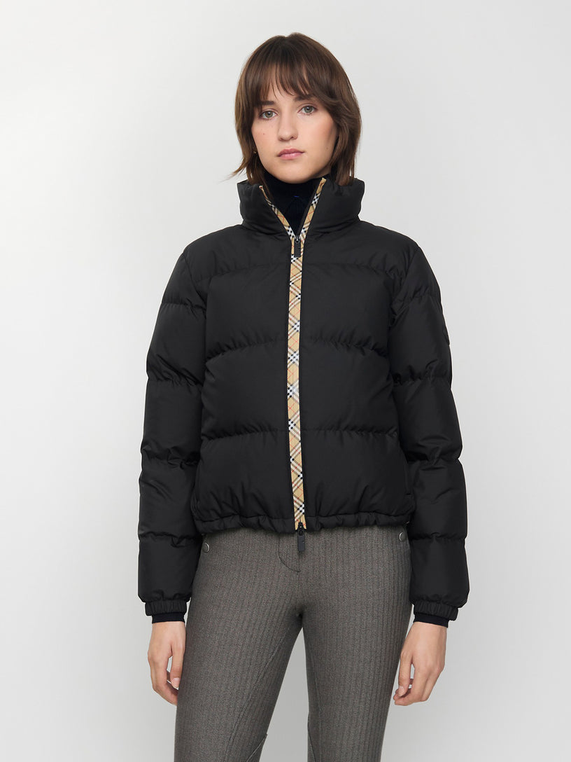 Check Trim Puffer Jacket