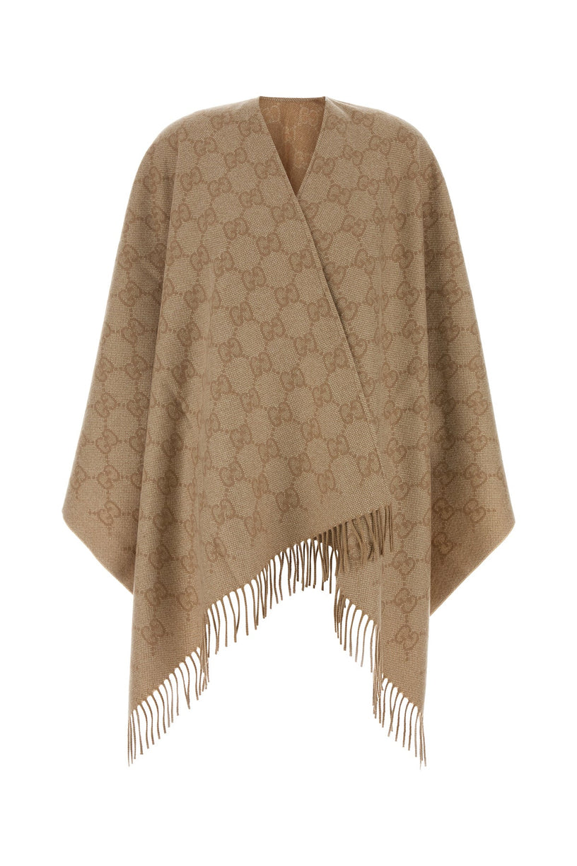 GG cashmere lamé cape