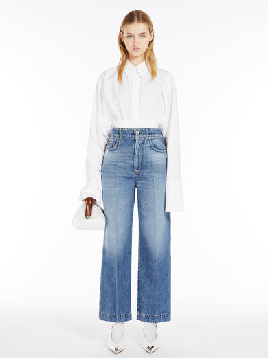High-waisted cropped denim