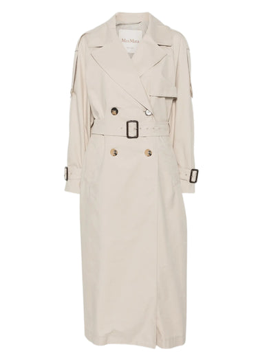 Long double-breasted trench coat in water-repellent cotton