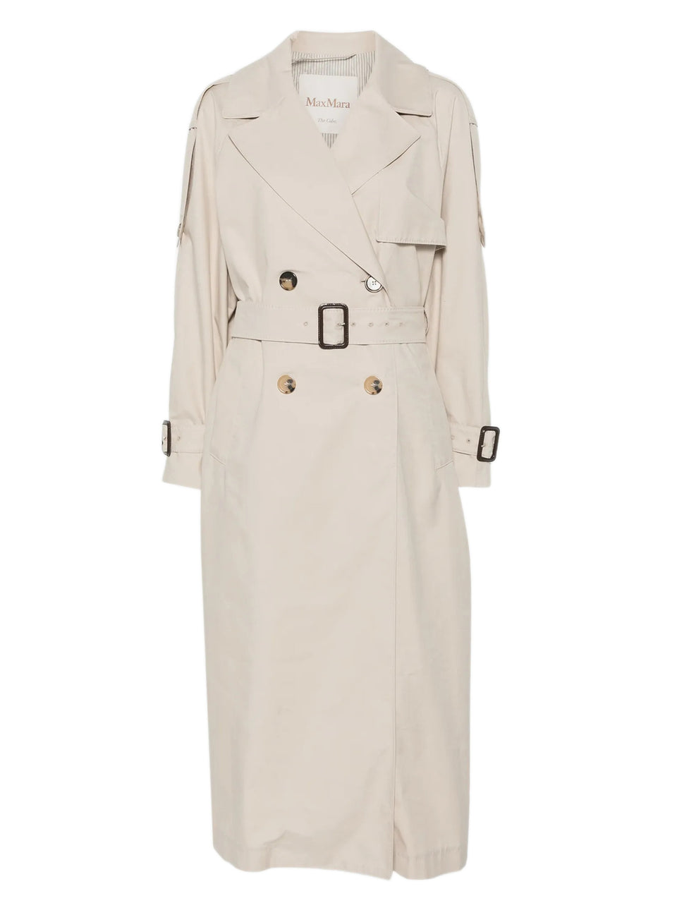 Long double-breasted trench coat in water-repellent cotton