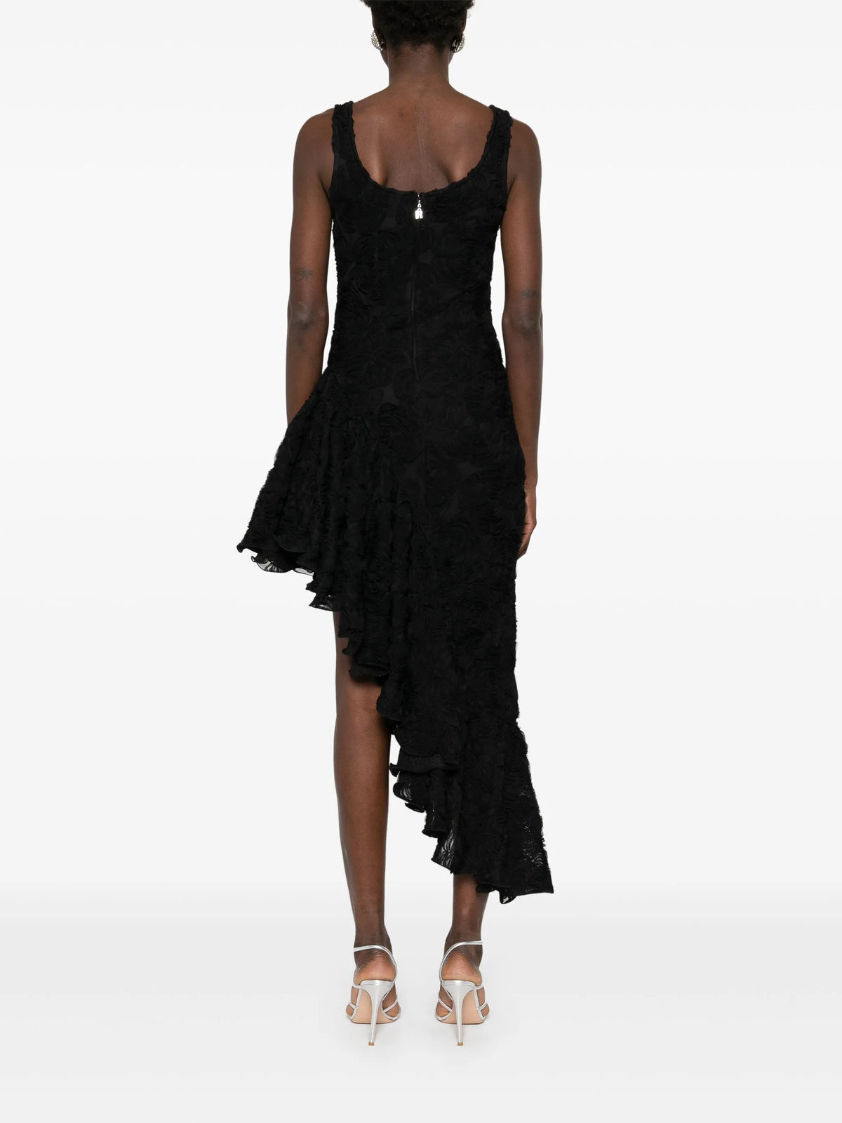 Floral mesh ruffle dress