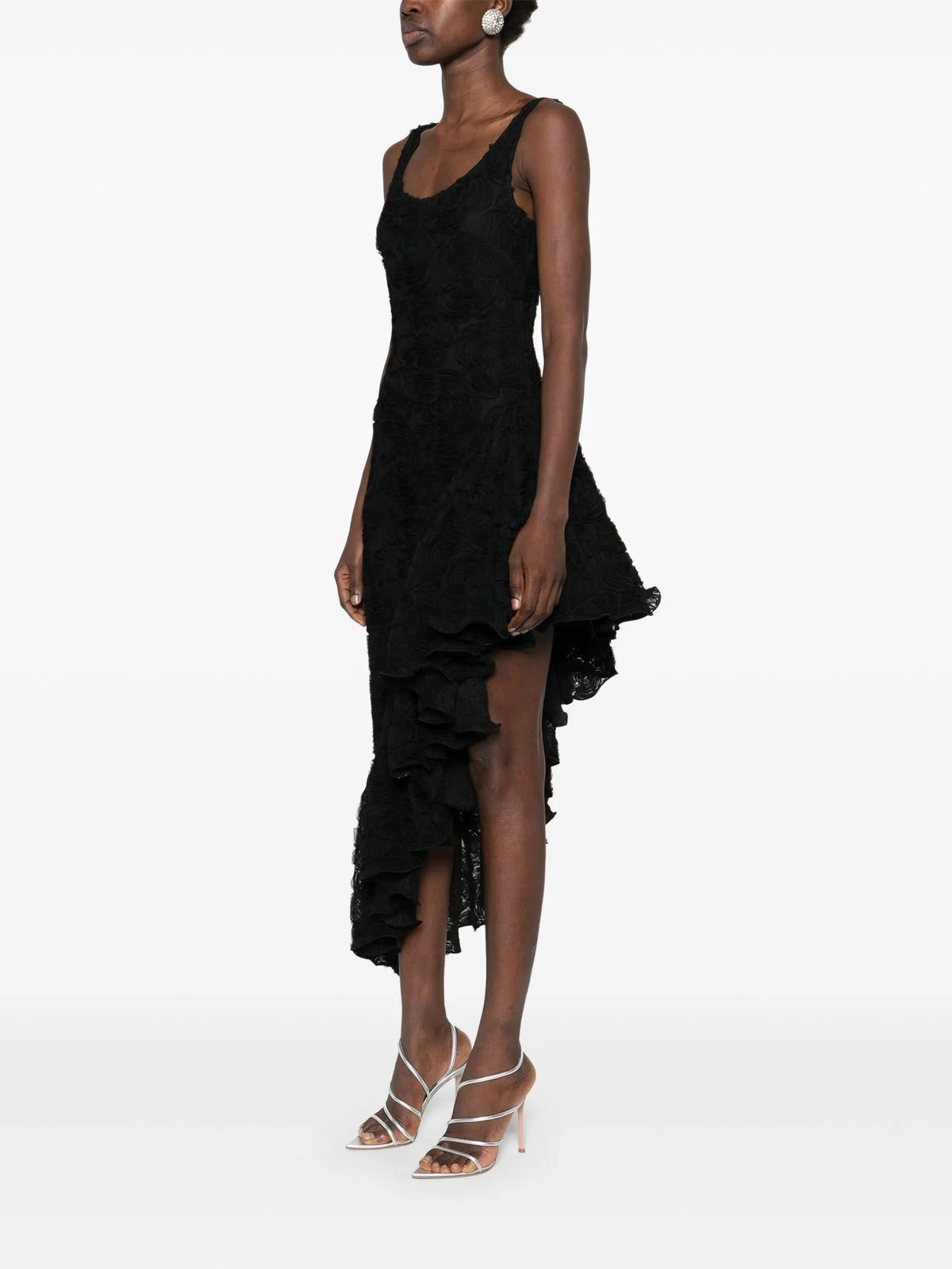 Floral mesh ruffle dress