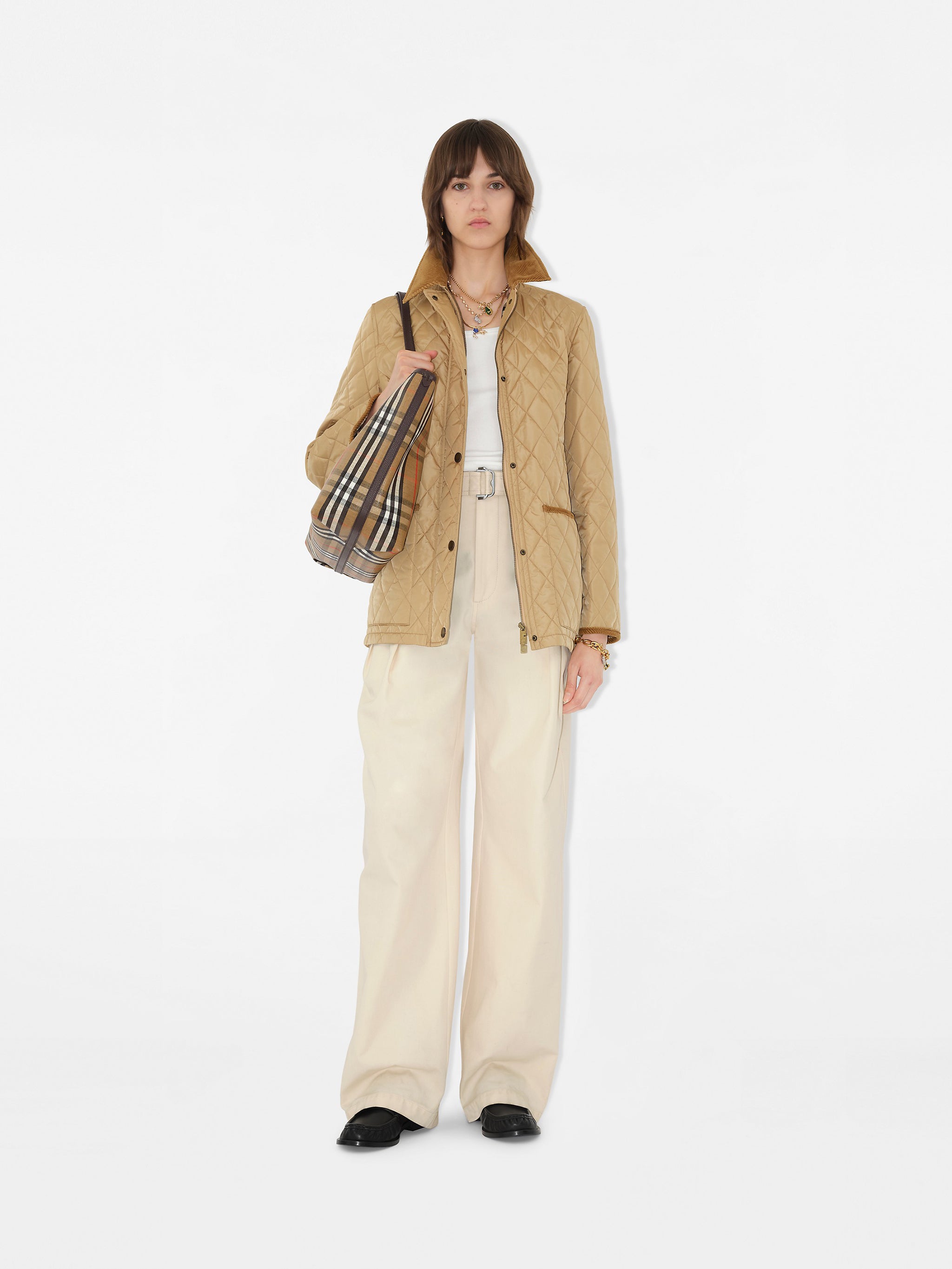 Quilted Nylon Barn Jacket Burberry Beige | Grifo210