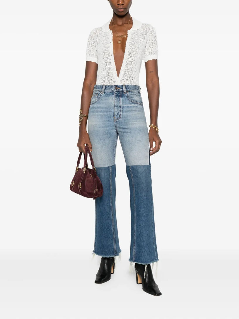 Jeans in denim a pannelli svasati