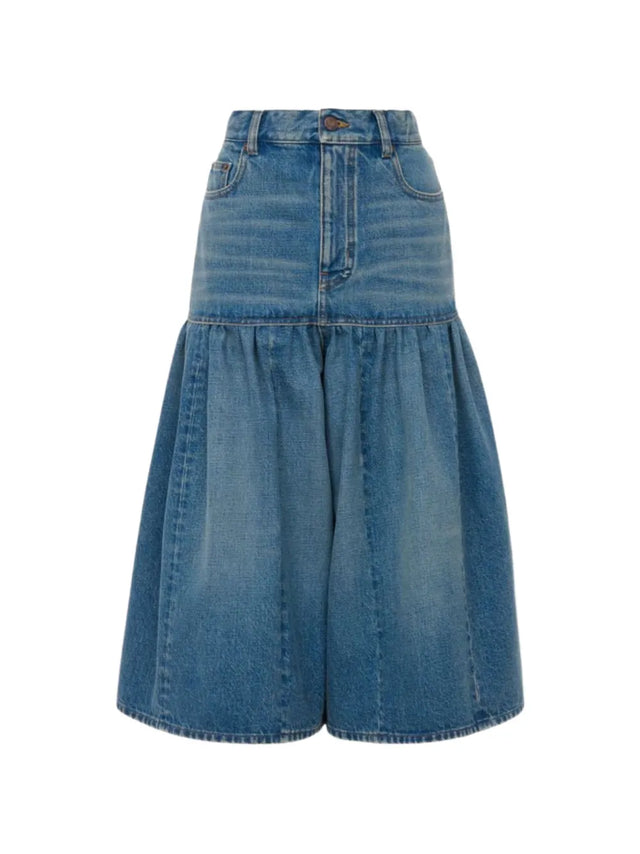 Shorts bermuda a palloncino con vita alta in denim
