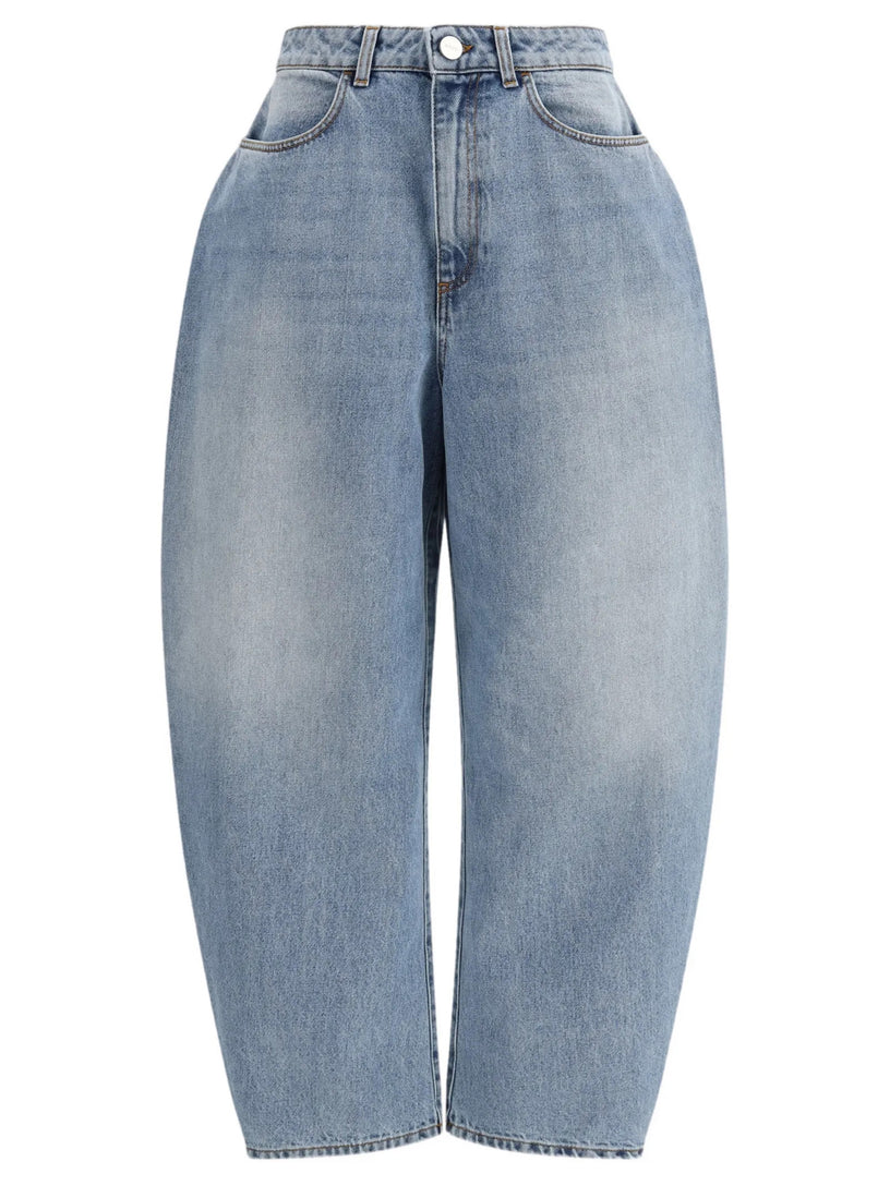 Sculptural denim trousers