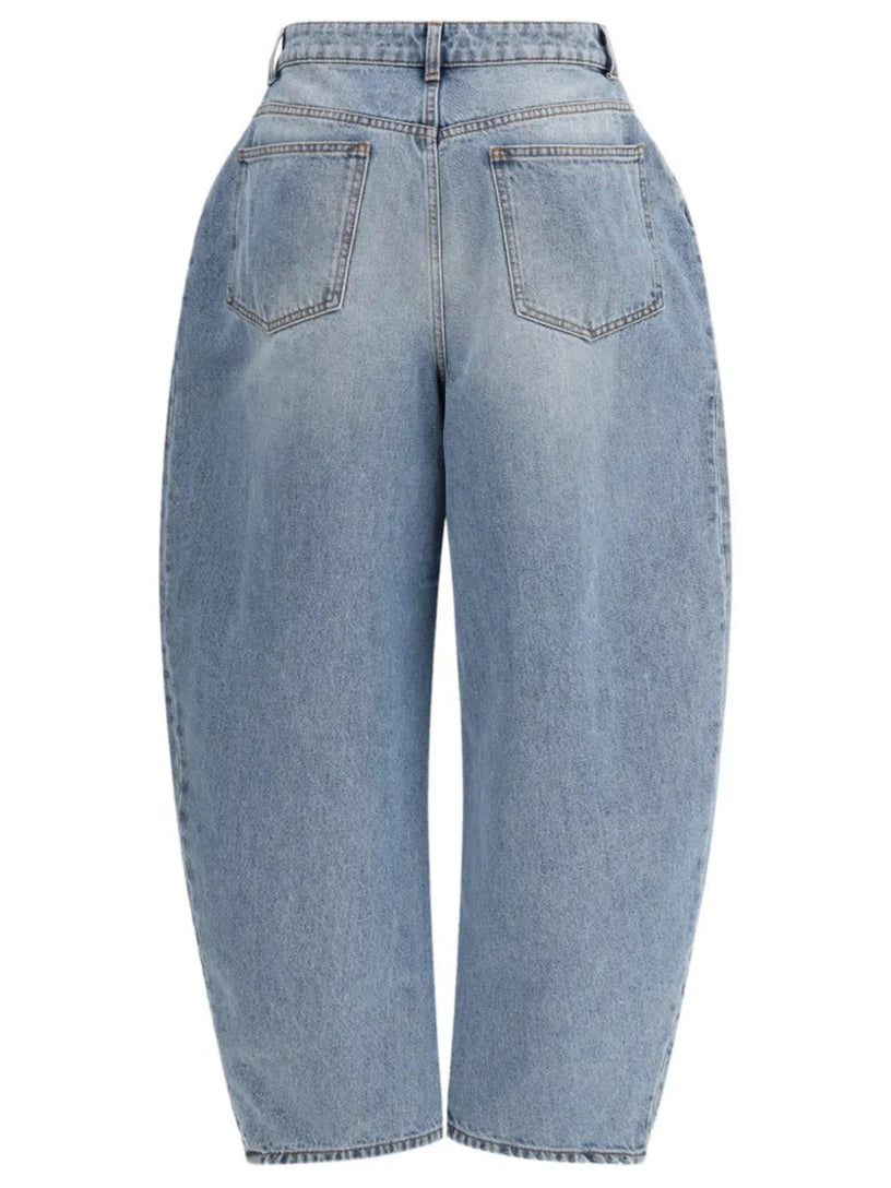 Sculptural denim trousers