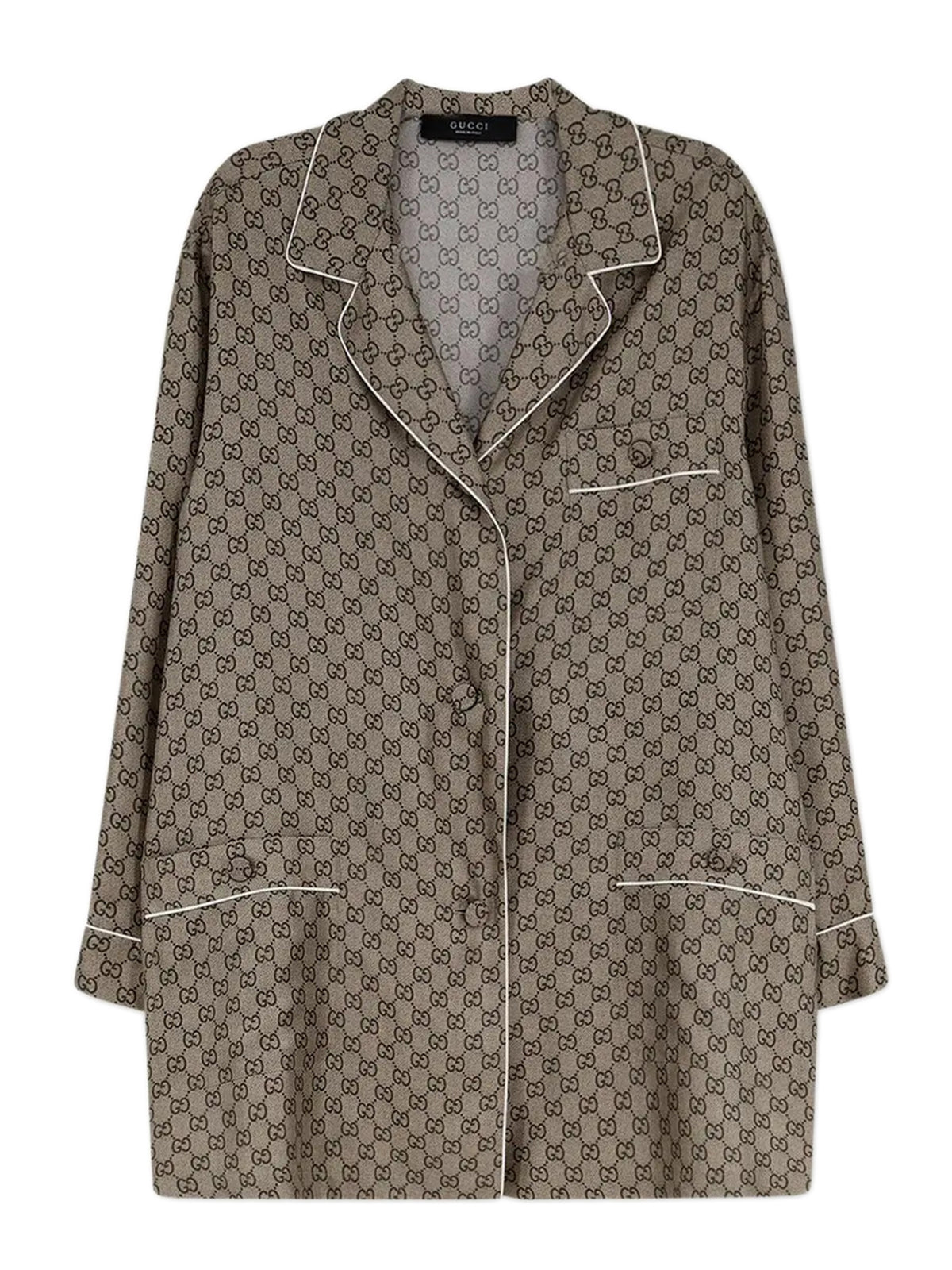 Printed silk twill shirt