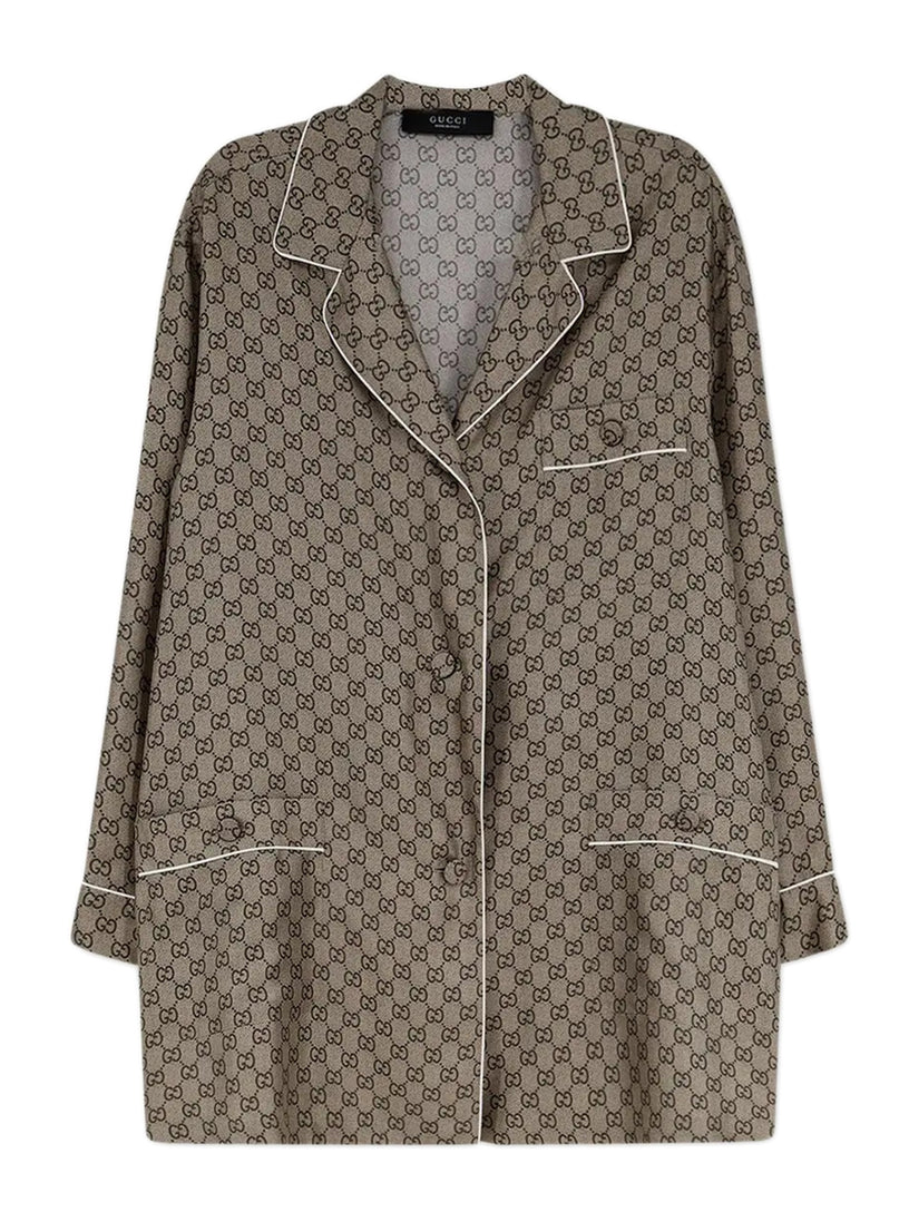 Printed silk twill shirt
