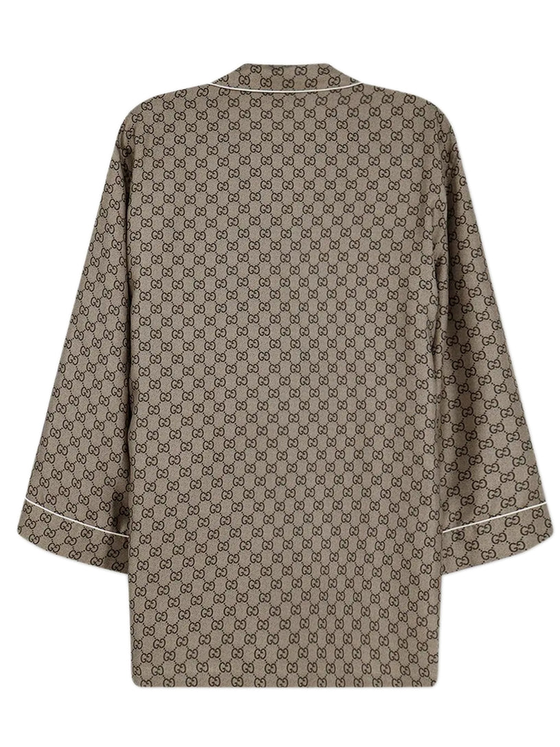 Printed silk twill shirt
