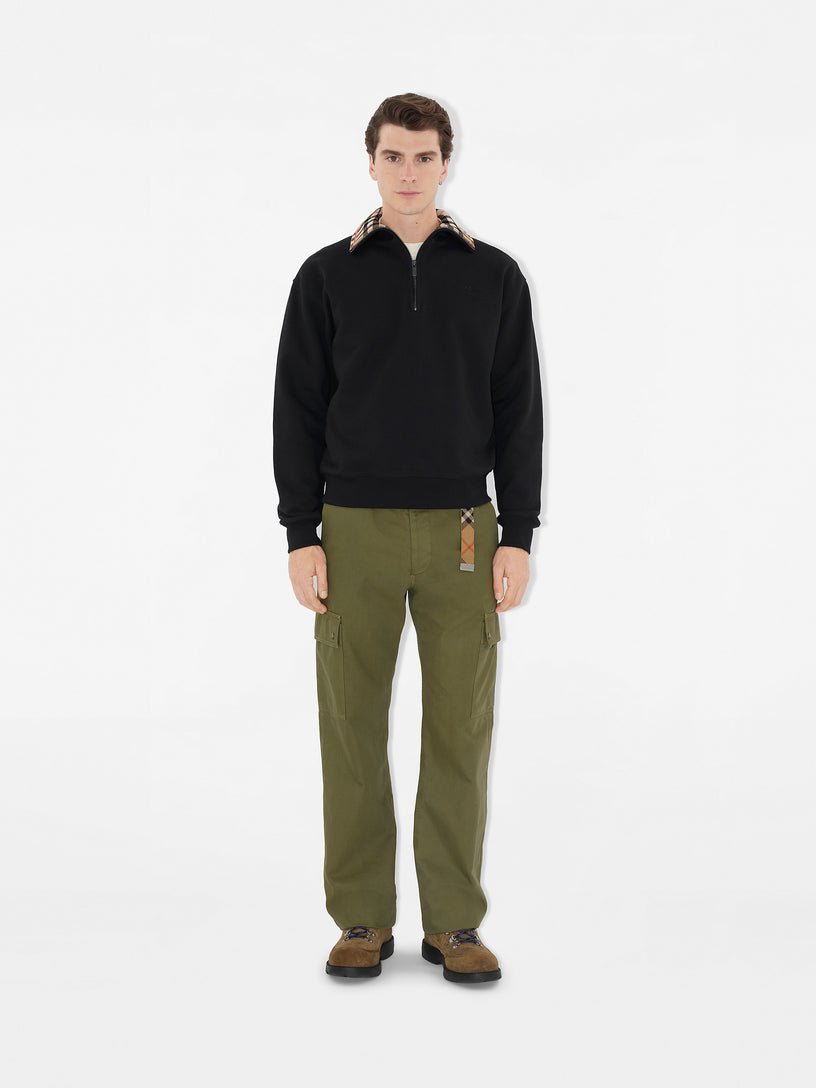 Check Collar Half-zip Sweatshirt