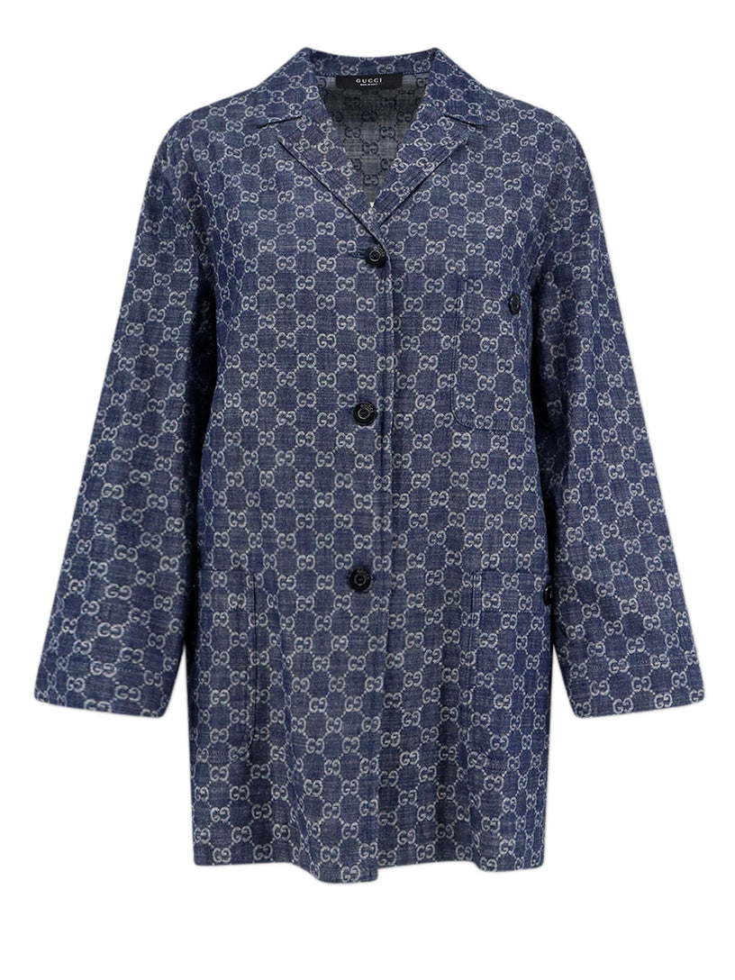 Giacca in denim di cotone GG jacquard