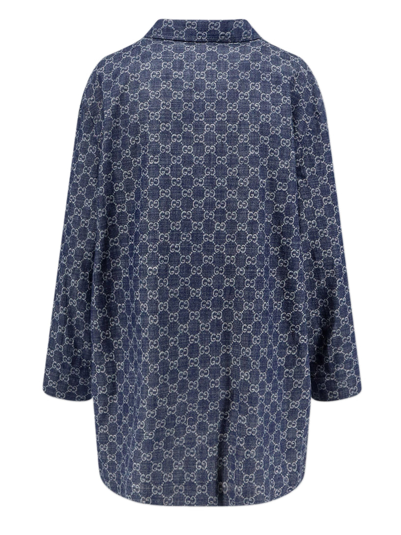 Giacca in denim di cotone GG jacquard