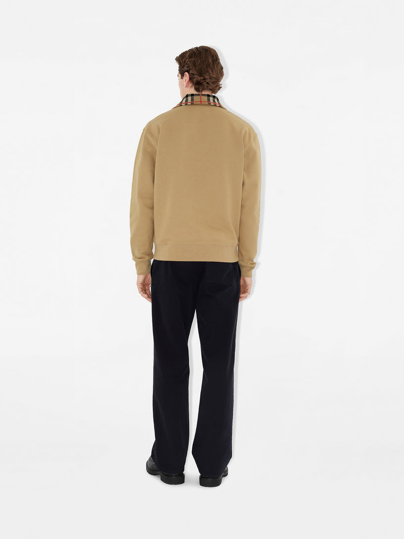 Check Collar Half-zip Sweatshirt
