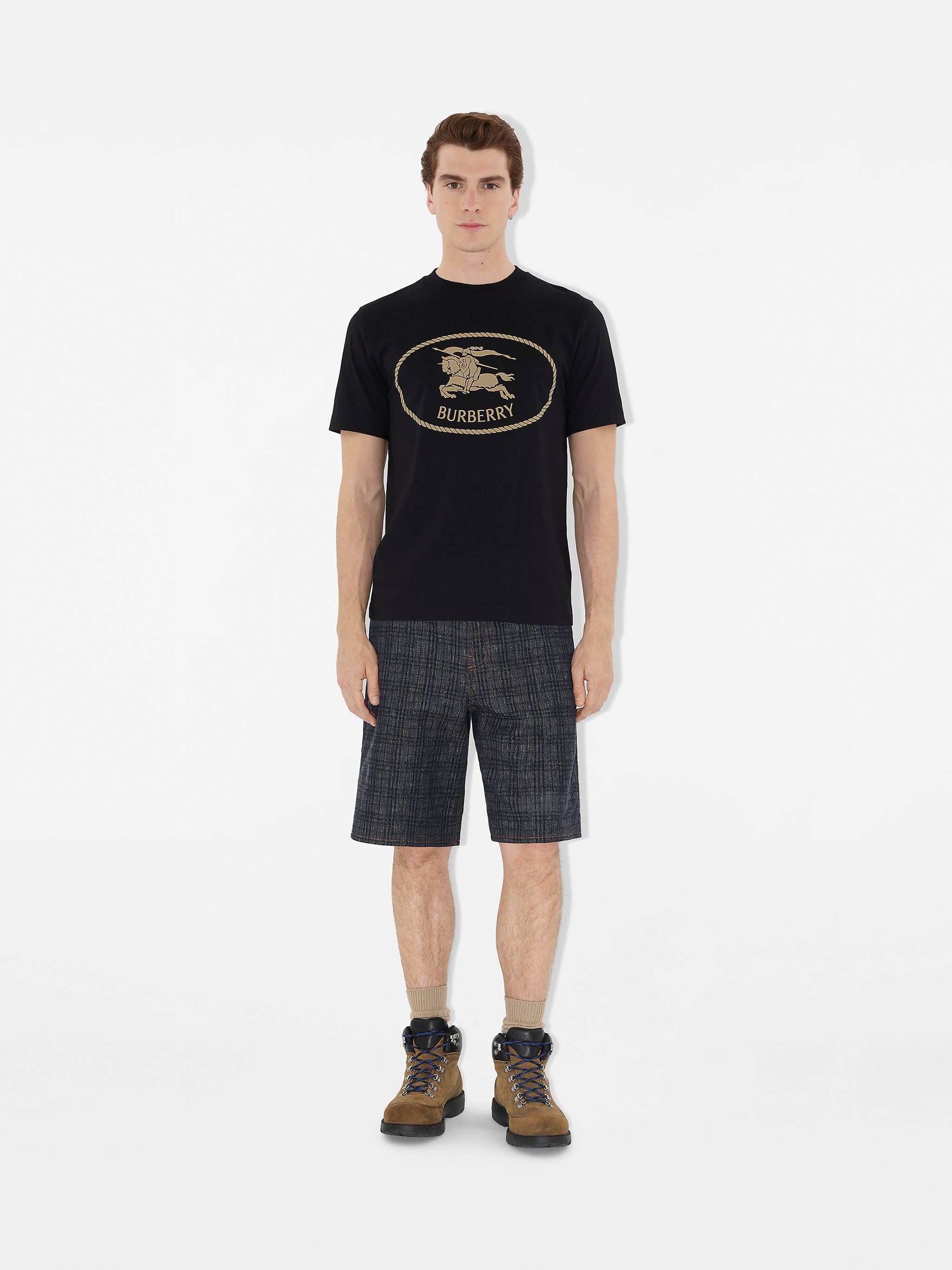 Knight Stamp Cotton T-shirt Burberry Nero | Grifo210
