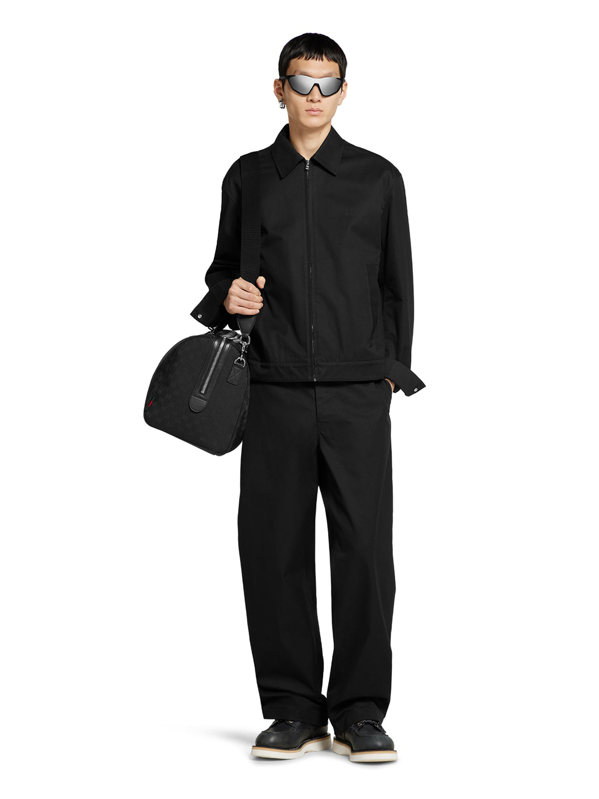 Cotton twill trousers with web detail