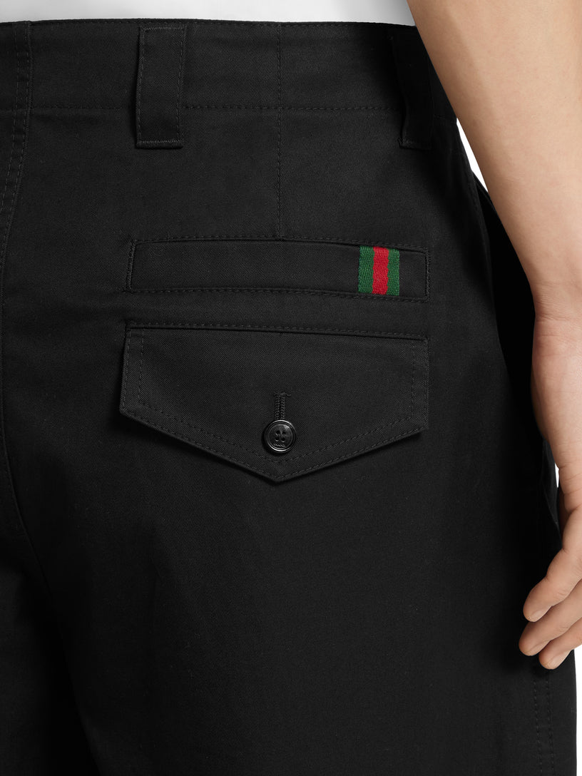 Cotton twill trousers with web detail