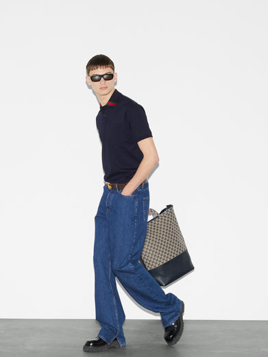Cotton polo shirt with web