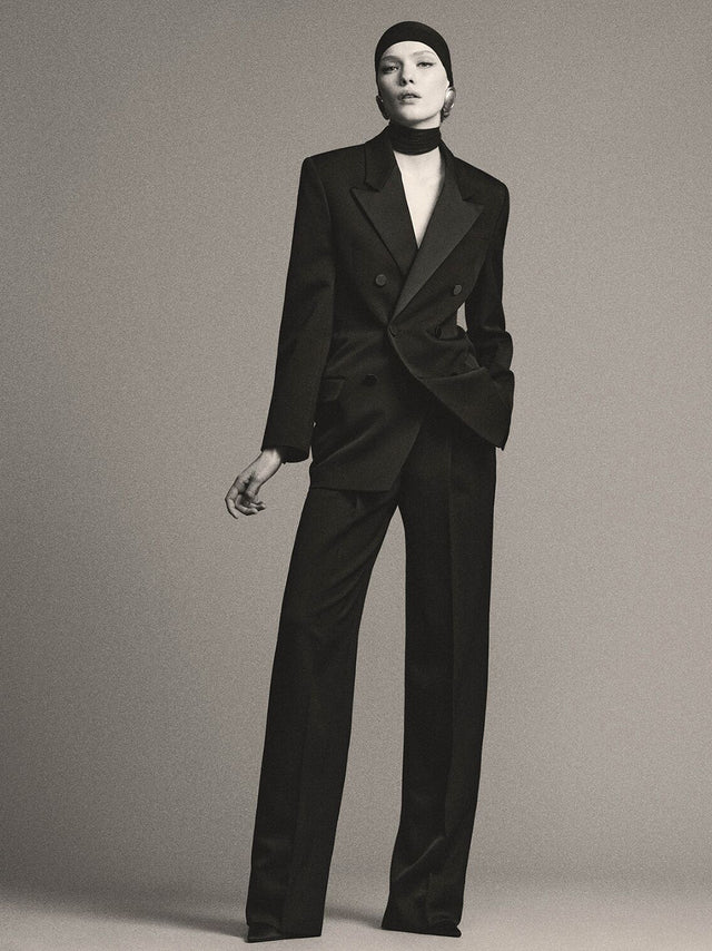 Wide-leg trousers in grain de poudre