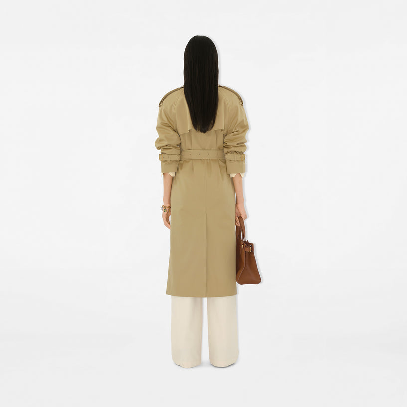 Castleford Long Trench Coat with Check Collar