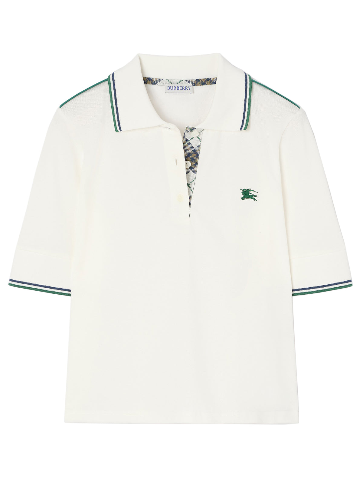 Cropped Check Cotton Pique Polo Shirt