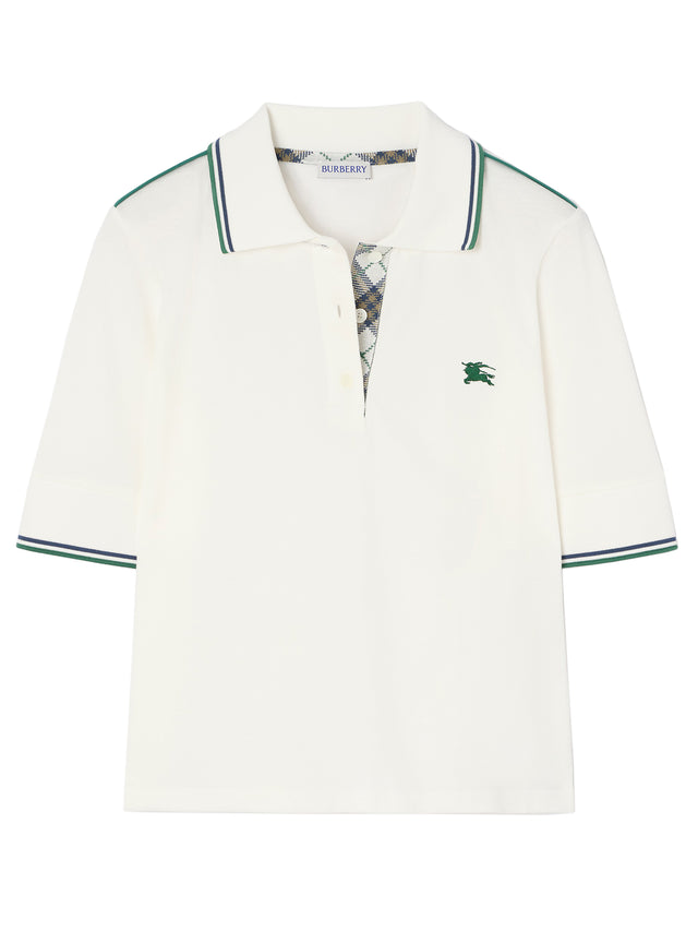 Cropped Check Cotton Pique Polo Shirt