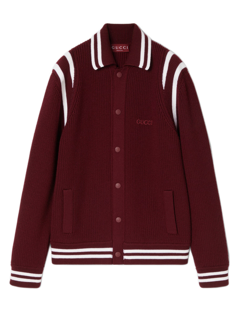 Knit wool cardigan with embroidery