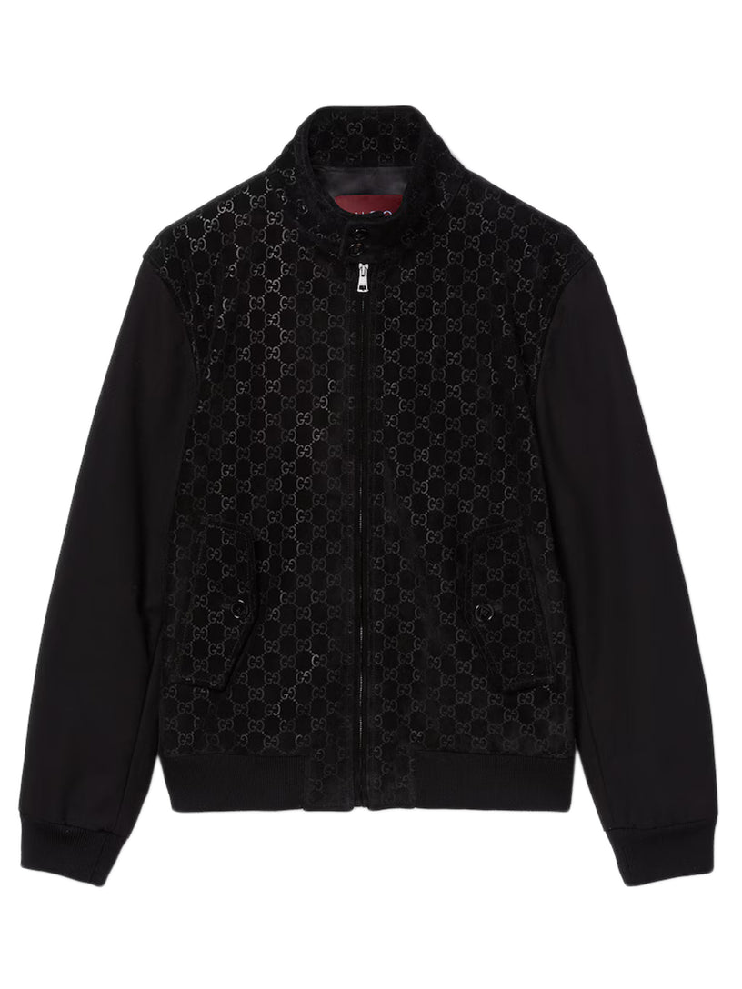 GG embossed suede bomber jacket